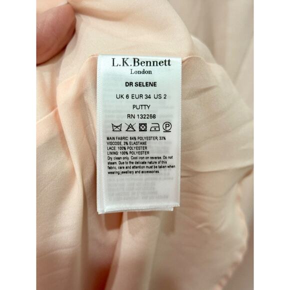 L.K. Bennett Selene Lace & Crepe Cap Sleeve Fit & Flare Midi Dress Blush Women 2 - Picture 5 of 5